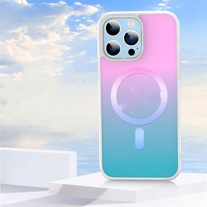 Gradient Frosted Mobile Phone Case Wireless Magnetic Suction