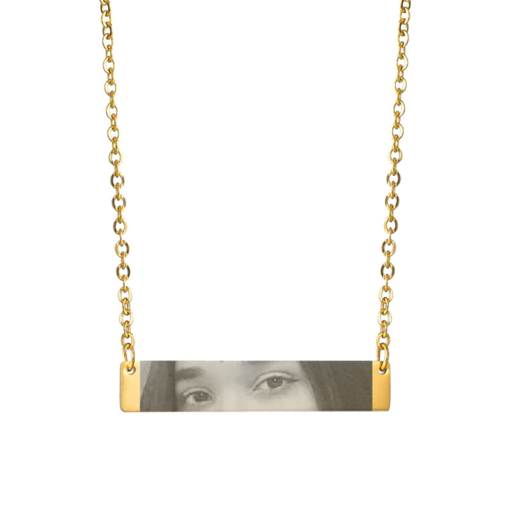 Anpassat ögonhalsband med foto i rostfritt stål, anpassat graverat ögonhalsband, personligt bild- och namnhalsband för kvinnor och barn