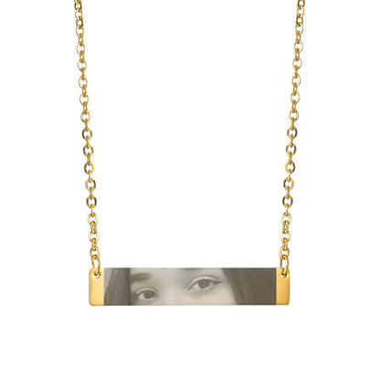 Anpassat ögonhalsband med foto i rostfritt stål, anpassat graverat ögonhalsband, personligt bild- och namnhalsband för kvinnor och barn