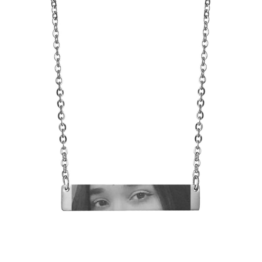Anpassat ögonhalsband med foto i rostfritt stål, anpassat graverat ögonhalsband, personligt bild- och namnhalsband för kvinnor och barn
