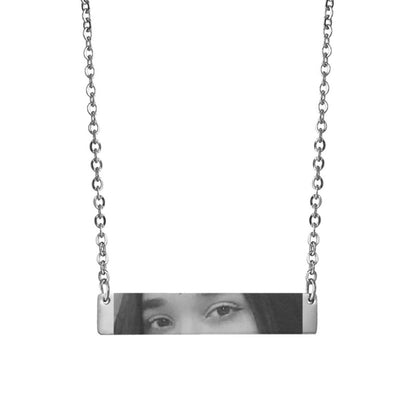 Anpassat ögonhalsband med foto i rostfritt stål, anpassat graverat ögonhalsband, personligt bild- och namnhalsband för kvinnor och barn