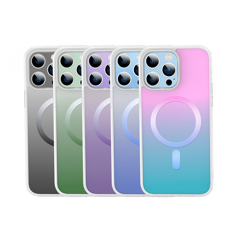Gradient Frosted Mobile Phone Case Wireless Magnetic Suction