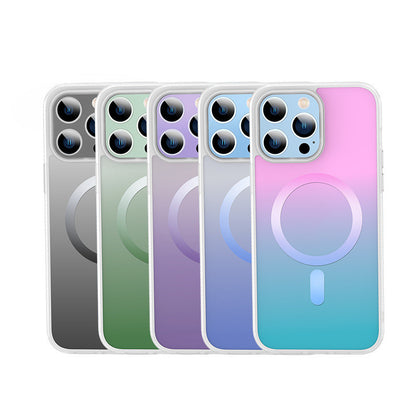 Gradient Frosted Mobile Phone Case Wireless Magnetic Suction