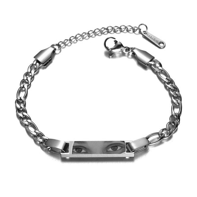 Anpassat ögonhalsband med foto i rostfritt stål, anpassat graverat ögonhalsband, personligt bild- och namnhalsband för kvinnor och barn