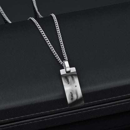 Anpassat ögonhalsband med foto i rostfritt stål, anpassat graverat ögonhalsband, personligt bild- och namnhalsband för kvinnor och barn