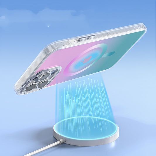 Gradient Frosted Mobile Phone Case Wireless Magnetic Suction
